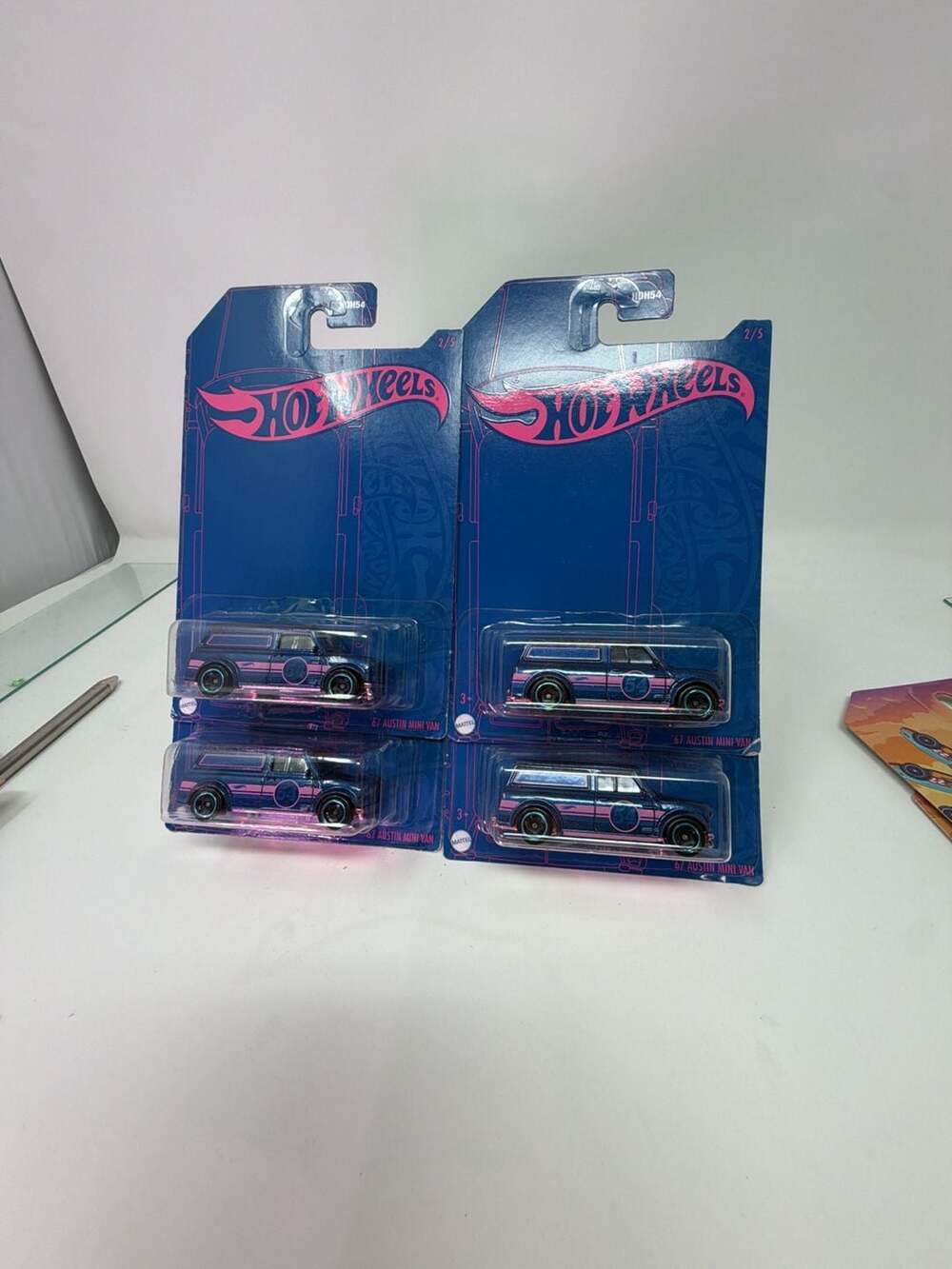 Hot Wheels 54th Anniversary 67 Austin Mini Van Blue & Pink 2/5